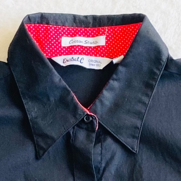 Isabel.C Cotton Stretch Slim-Fit Button-Down shirts M Long Sleeve Black/Red - Picture 2 of 8